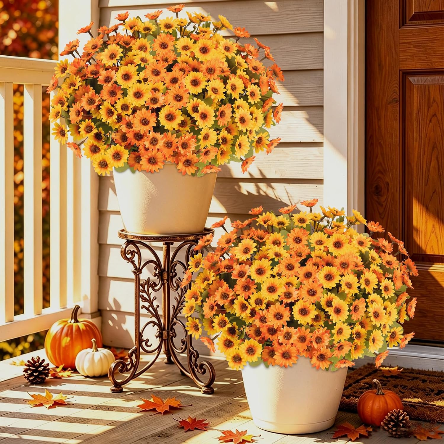 Autumn Hues Faux Daisy Bushes