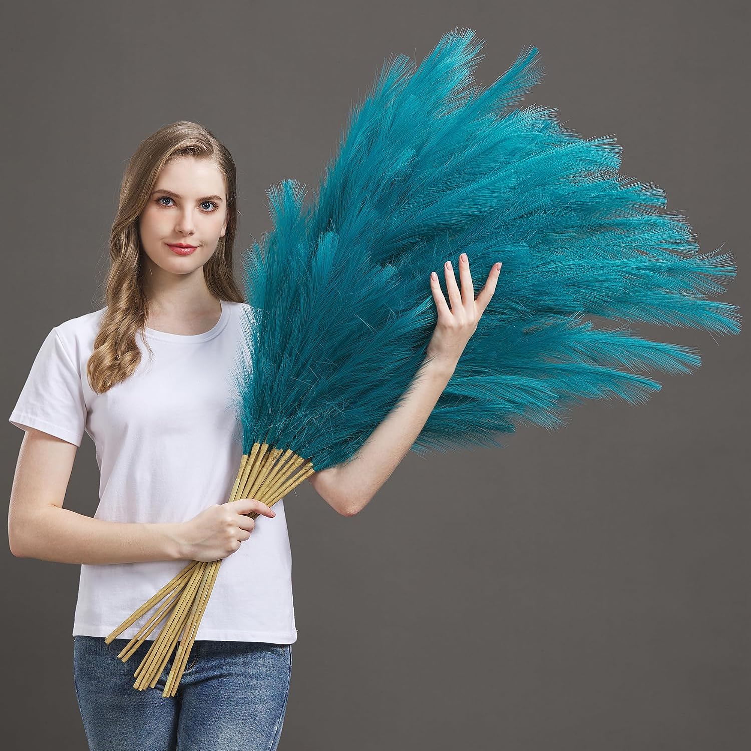 Teal Artificial Pampas Grass
