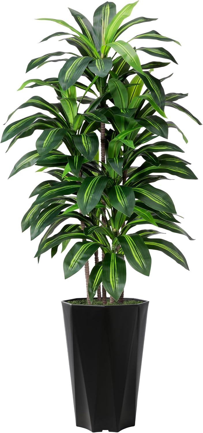 Faux Dracaena Geometric Pot