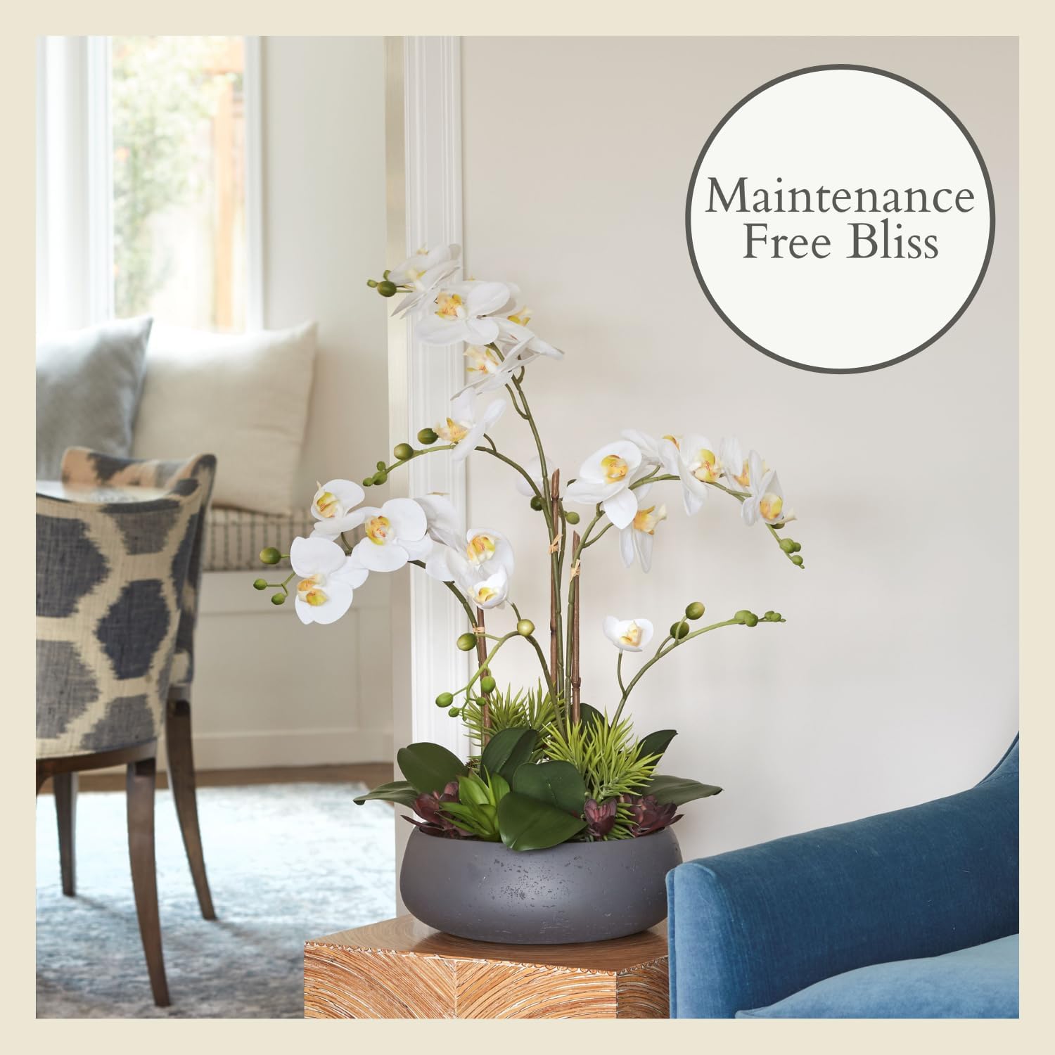 Faux Orchid Plant with Succulents - Image 6
