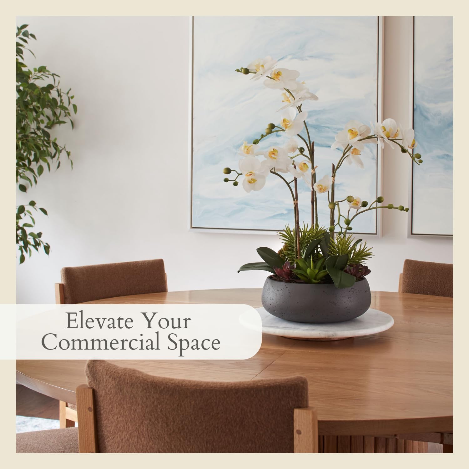 Faux Orchid Plant with Succulents - Image 7