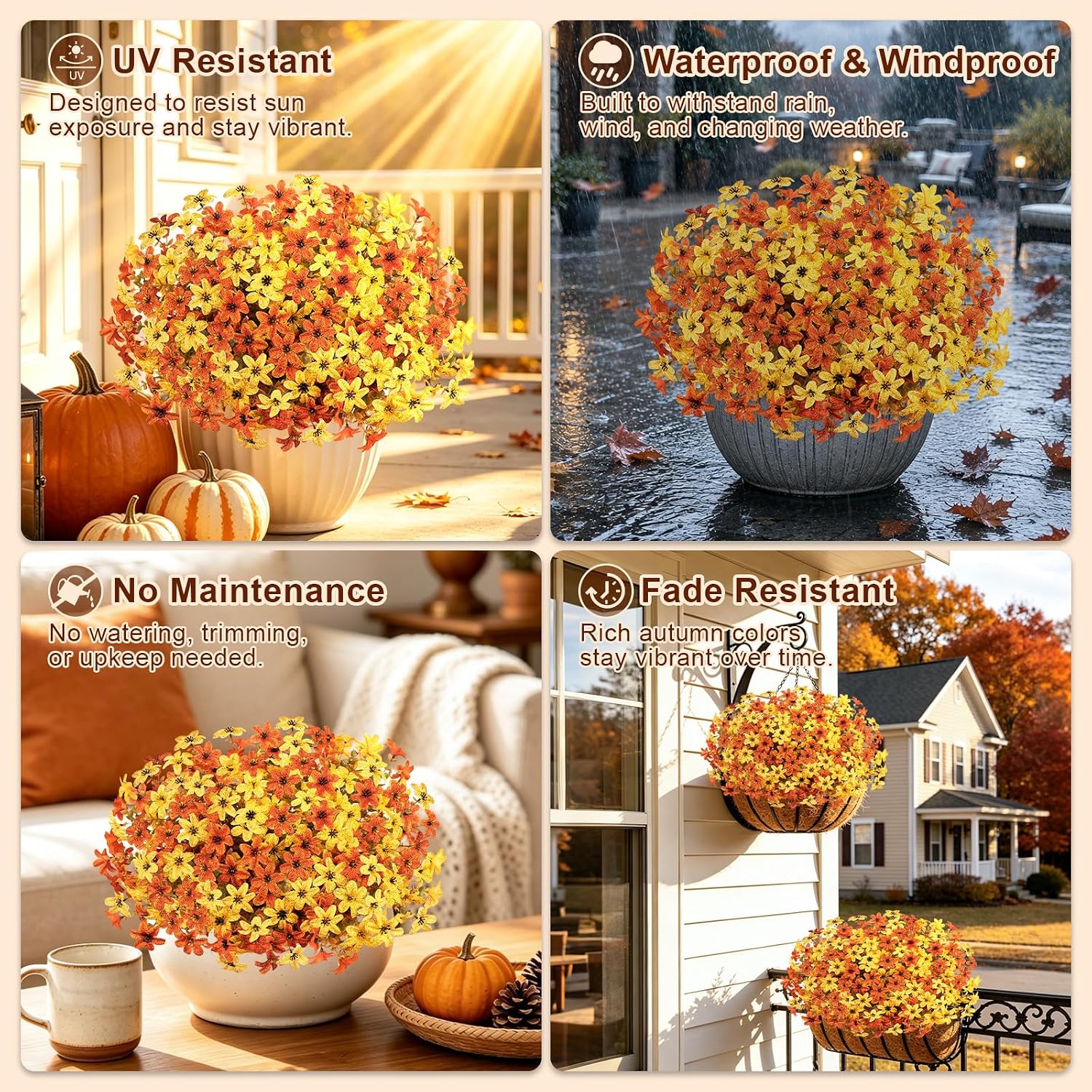 12 Bundles Artificial Fall Mums - Image 4