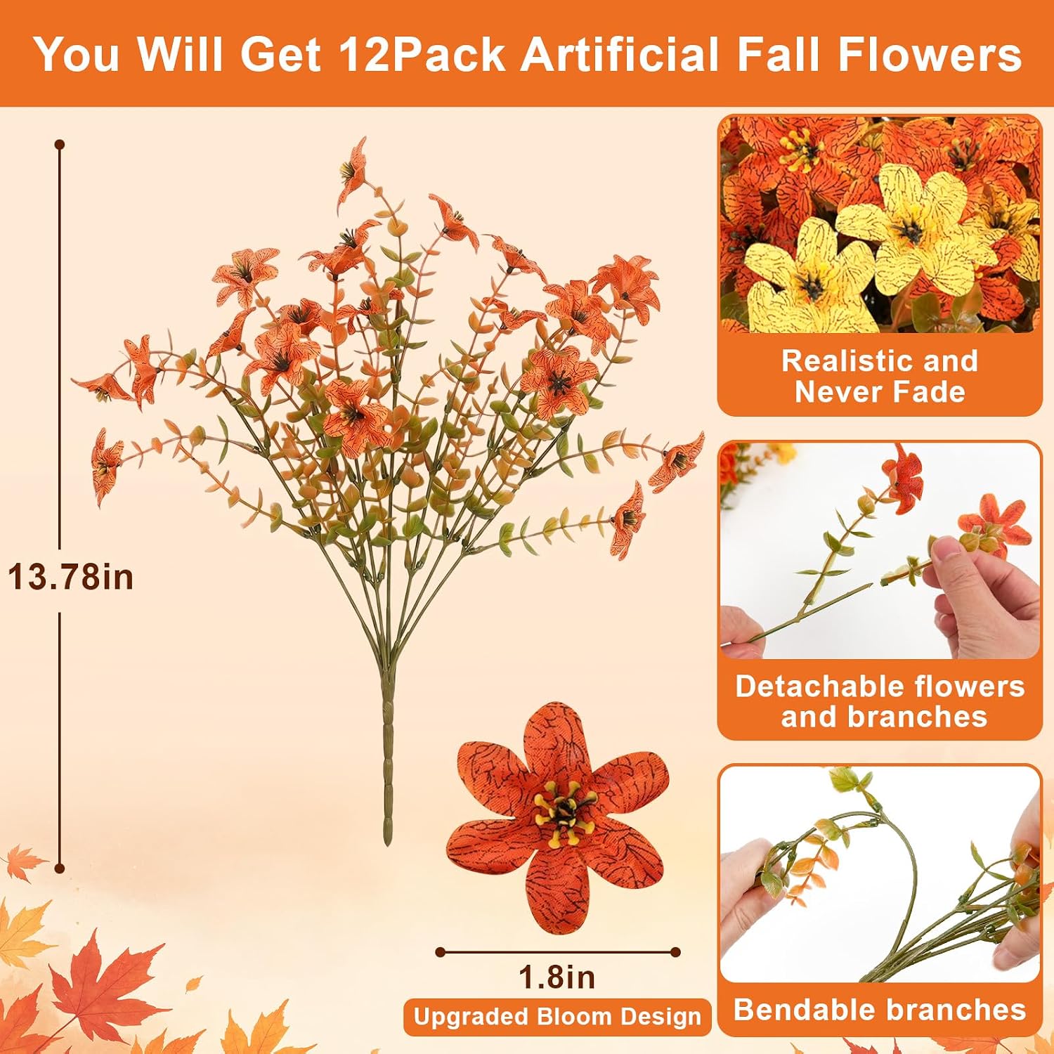 12 Bundles Artificial Fall Mums - Image 3