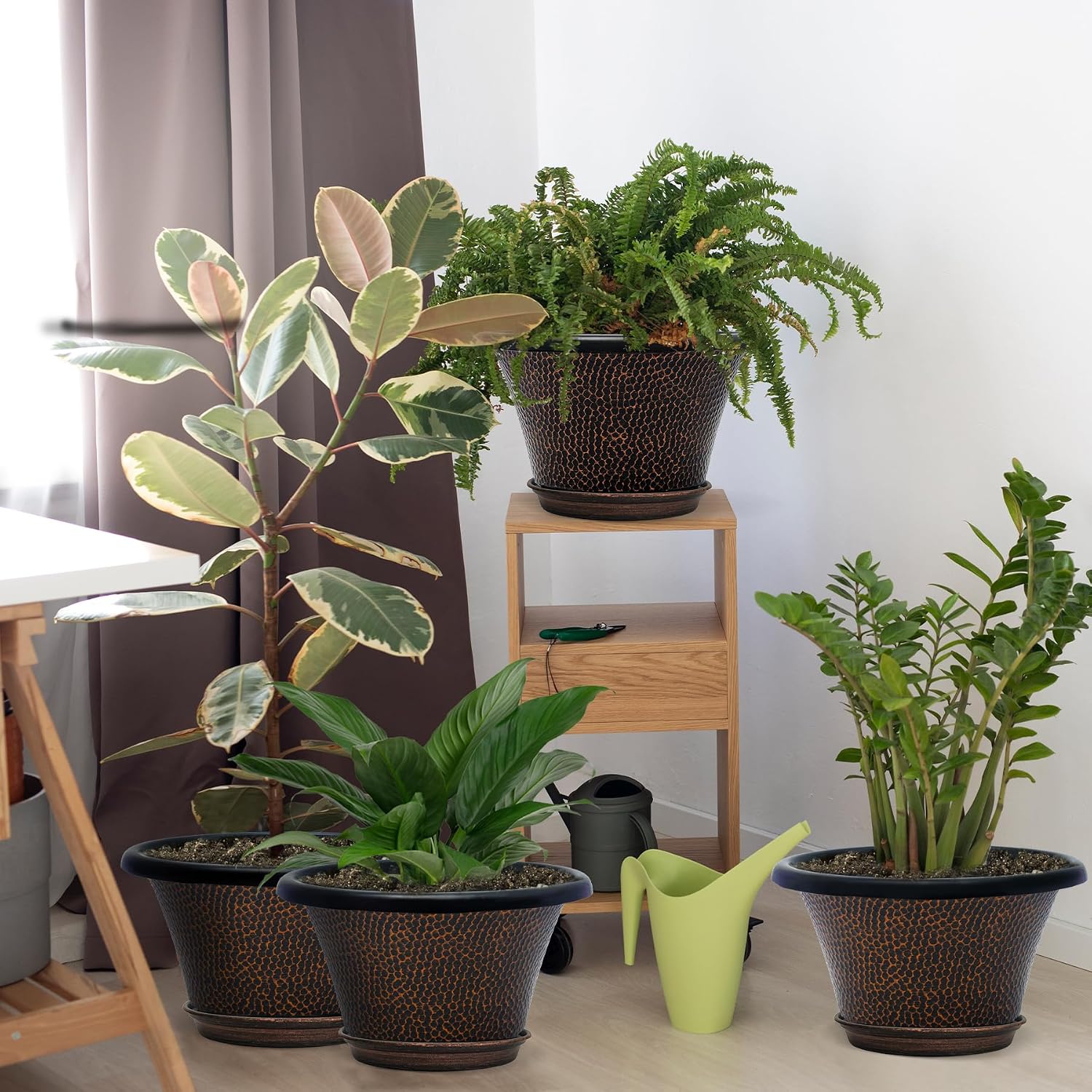Large Flower Pots with Drainage Holes, 4 Pack, 12 inch
