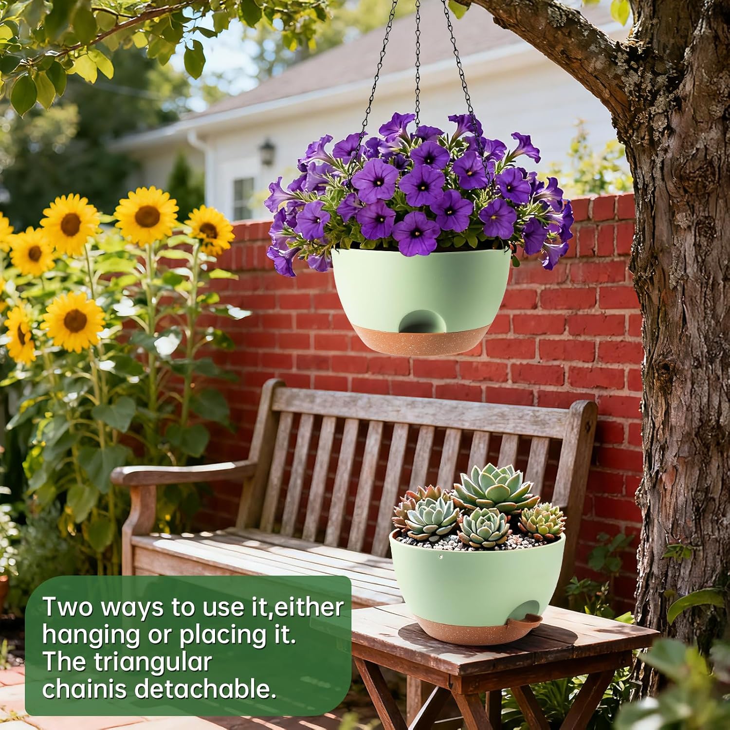 Oversized Hanging Planters, Set of 2, 13 inch