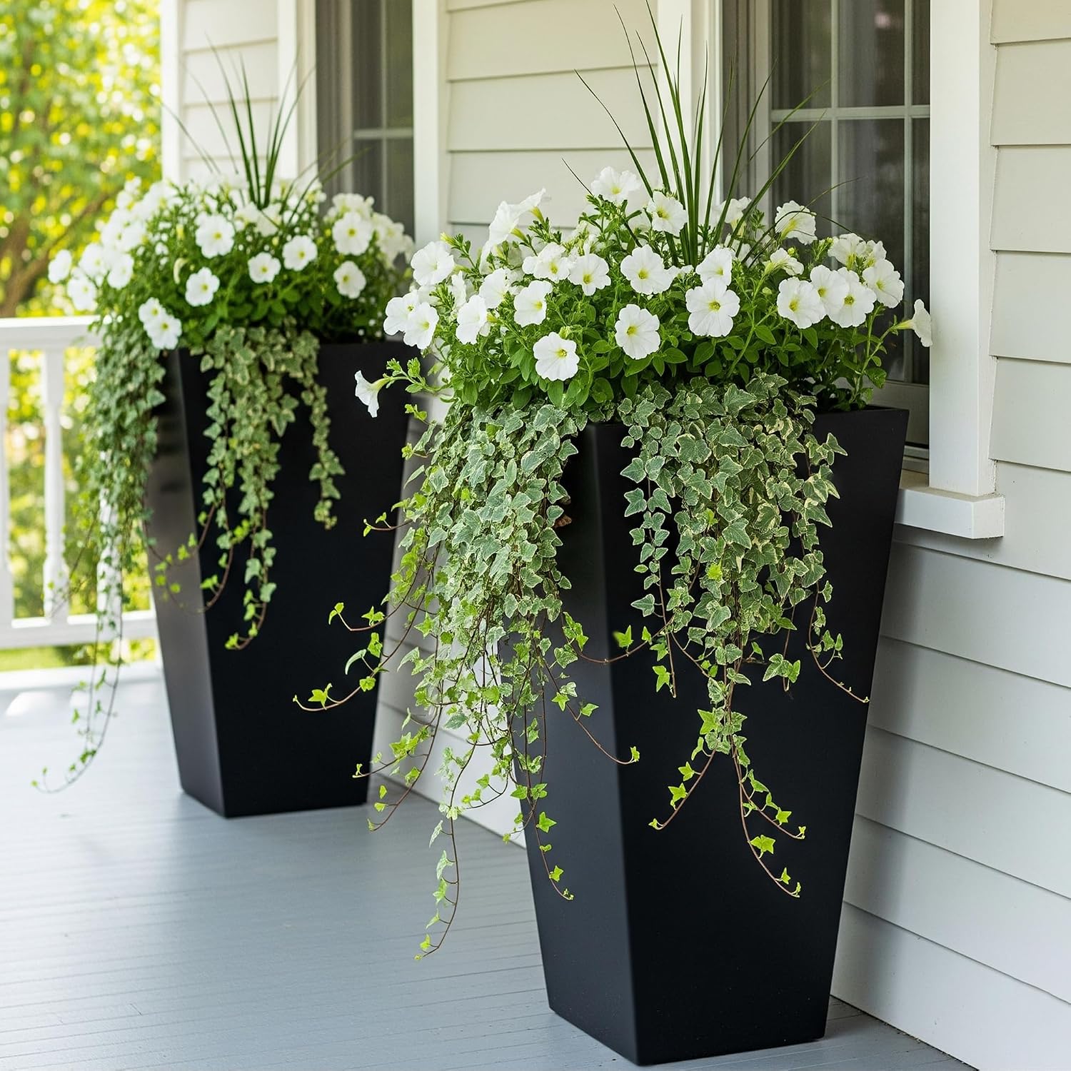 Tall Outdoor Planters, Set of 2, 28 inch